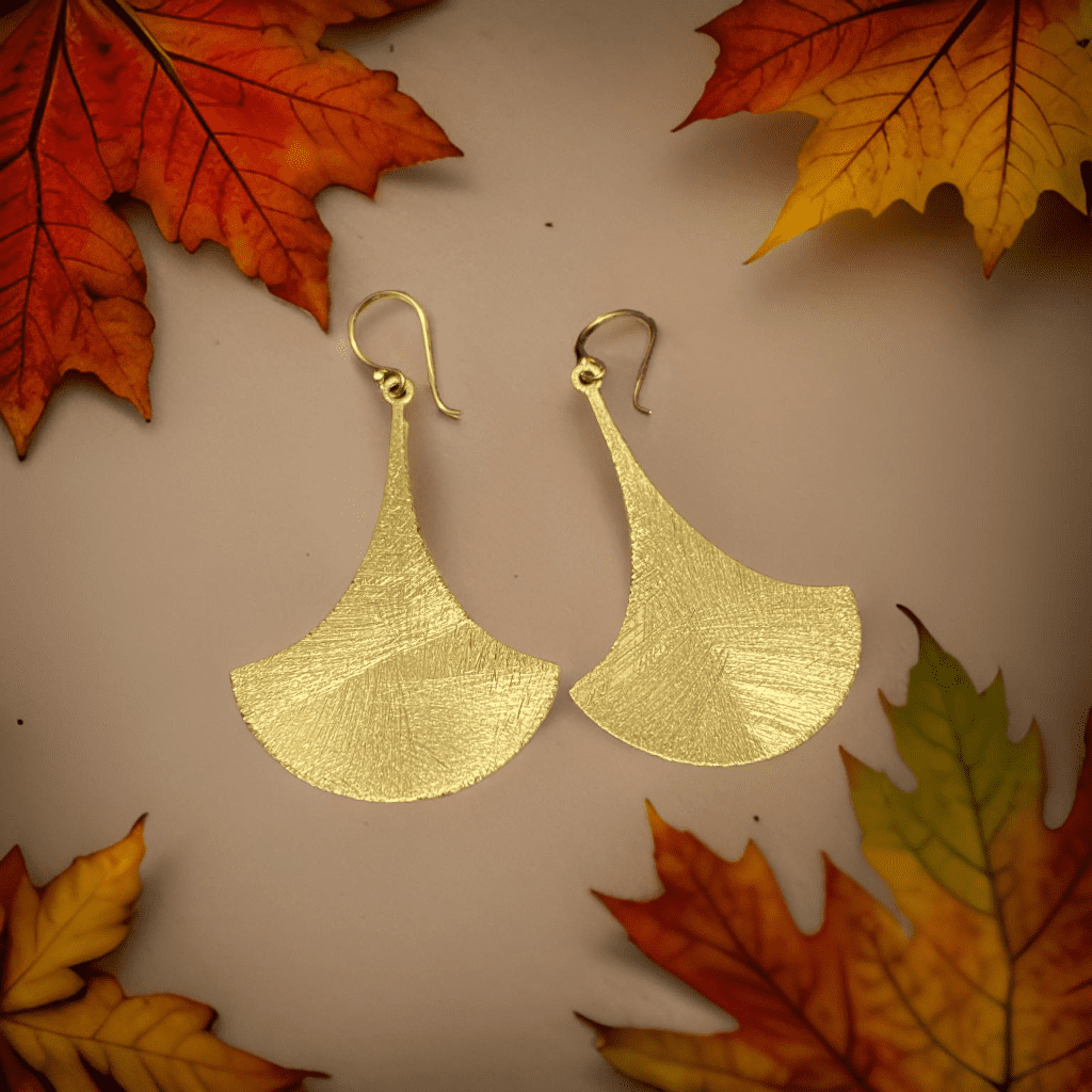 Boucles d'oreilles éventail plaqué or