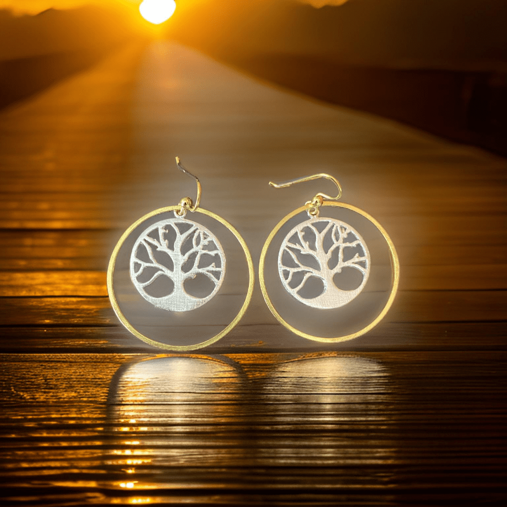 Boucles d'oreilles arbre de vie cerclé or