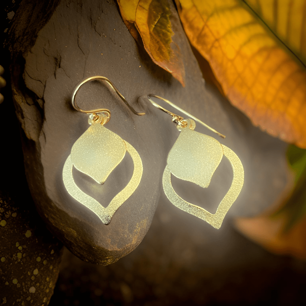 Boucles d'oreilles double coeurs argent plaqué or